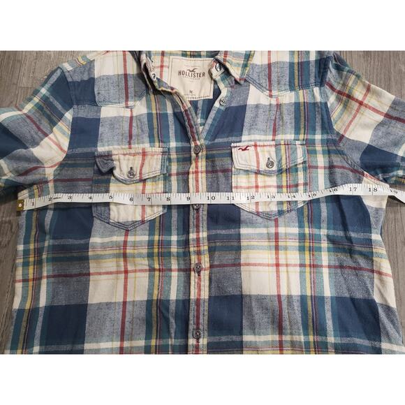 Hollister California Flannel Blue Plaid Button Up Long Sleeved Shirt - Picture 6 of 6